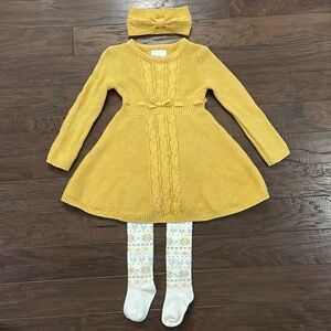 Yellow Fall Winter Girls Dress Outfit 2T